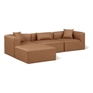 Meridian Furniture Cube Brown Vegan Leather 4-Pc. L-Shaped Modular Sectional