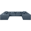 Meridian Furniture Cube Navy Blue Vegan Leather 8-Pc. U-Shaped Modular Sectional