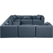 Meridian Furniture Cube Navy Blue Vegan Leather 8-Pc. U-Shaped Modular Sectional