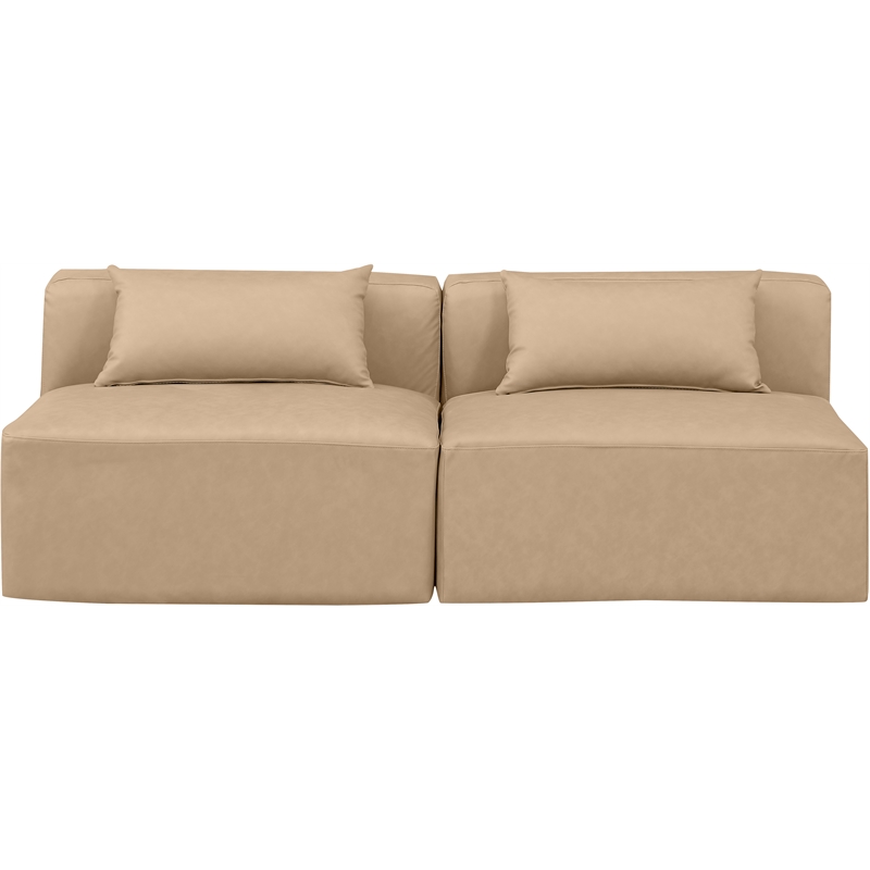 Meridian Furniture Cube Tan Vegan Leather 2-Pc. Modular Sofa