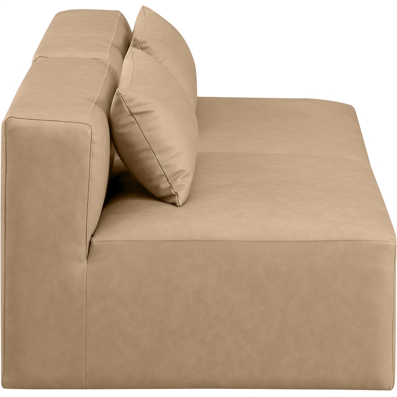 Meridian Furniture Cube Tan Vegan Leather 2-Pc. Modular Sofa
