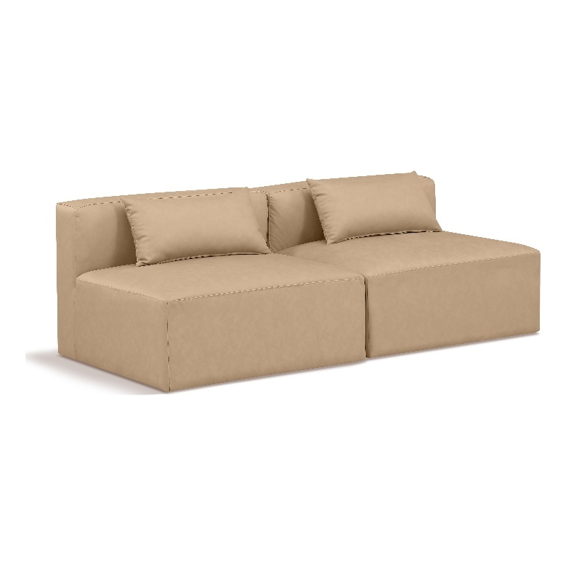 Meridian Furniture Cube Tan Vegan Leather 2-Pc. Modular Sofa