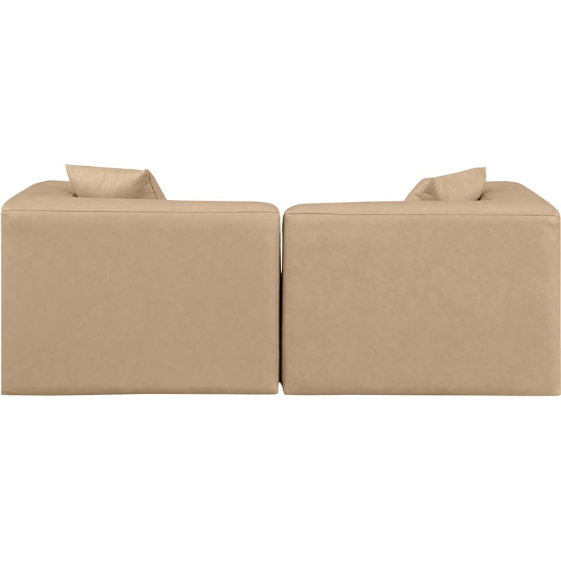 Meridian Furniture Cube Tan Vegan Leather 2-Pc. Modular Sofa
