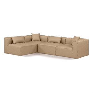 Meridian Furniture Cube Tan Vegan Leather 4-Pc. L-Shaped Modular Sectional