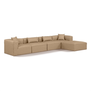 Meridian Furniture Cube Tan Vegan Leather 5-Pc. L-Shaped Modular Sectional