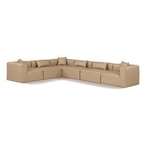 Meridian Furniture Cube Tan Vegan Leather 6-Pc. L-Shaped Modular Sectional