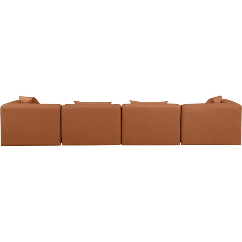 Meridian Furniture Cube Cognac Vegan Leather 4-Pc. Modular Sofa