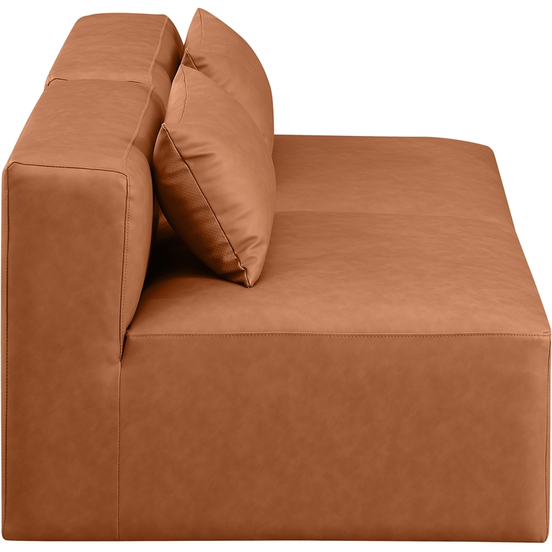 Meridian Furniture Cube Cognac Vegan Leather 2-Pc. Modular Sofa