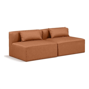 Meridian Furniture Cube Cognac Vegan Leather 2-Pc. Modular Sofa