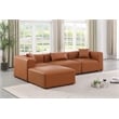Meridian Furniture Cube Cognac Vegan Leather 4-Pc. L-Shaped Modular Sectional