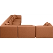Meridian Furniture Cube Cognac Vegan Leather 6-Pc. L-Shaped Modular Sectional