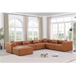 Meridian Furniture Cube Cognac Vegan Leather 7-Pc. U-Shaped Modular Sectional