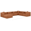 Meridian Furniture Cube Cognac Vegan Leather 7-Pc. U-Shaped Modular Sectional
