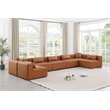 Meridian Furniture Cube Cognac Vegan Leather 7-Pc. U-Shaped Modular Sectional