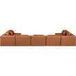 Meridian Furniture Cube Cognac Vegan Leather 7-Pc. U-Shaped Modular Sectional