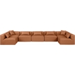 Meridian Furniture Cube Cognac Vegan Leather 7-Pc. U-Shaped Modular Sectional