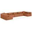 Meridian Furniture Cube Cognac Vegan Leather 7-Pc. U-Shaped Modular Sectional