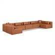 Meridian Furniture Cube Cognac Vegan Leather 7-Pc. U-Shaped Modular Sectional