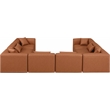Meridian Furniture Cube Cognac Vegan Leather 8-Pc. U-Shaped Modular Sectional