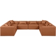 Meridian Furniture Cube Cognac Vegan Leather 8-Pc. U-Shaped Modular Sectional