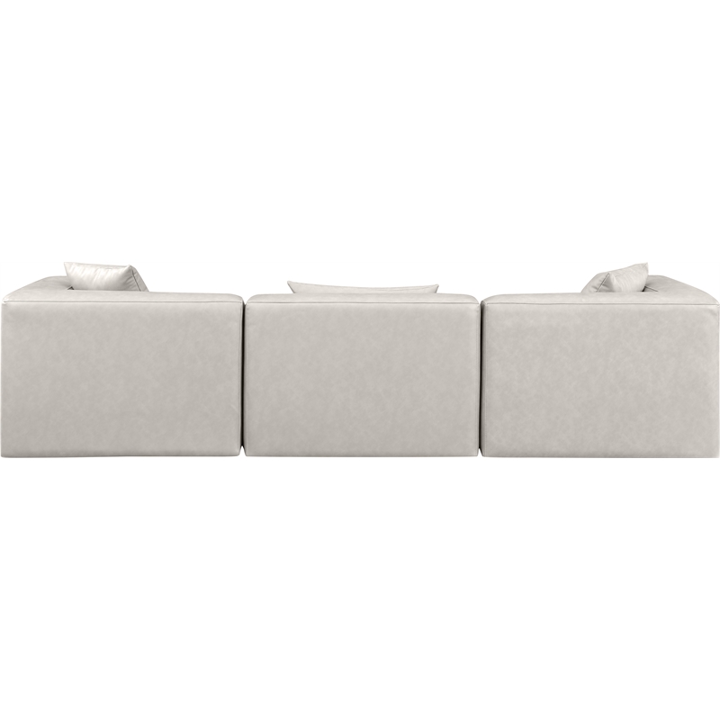 Meridian Furniture Cube Cream Vegan Leather 3-Pc. Modular Sofa