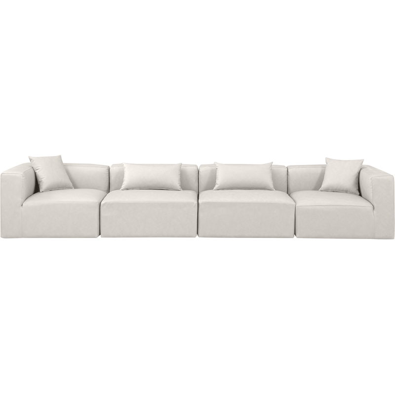 Meridian Furniture Cube Cream Vegan Leather 4-Pc. Modular Sofa
