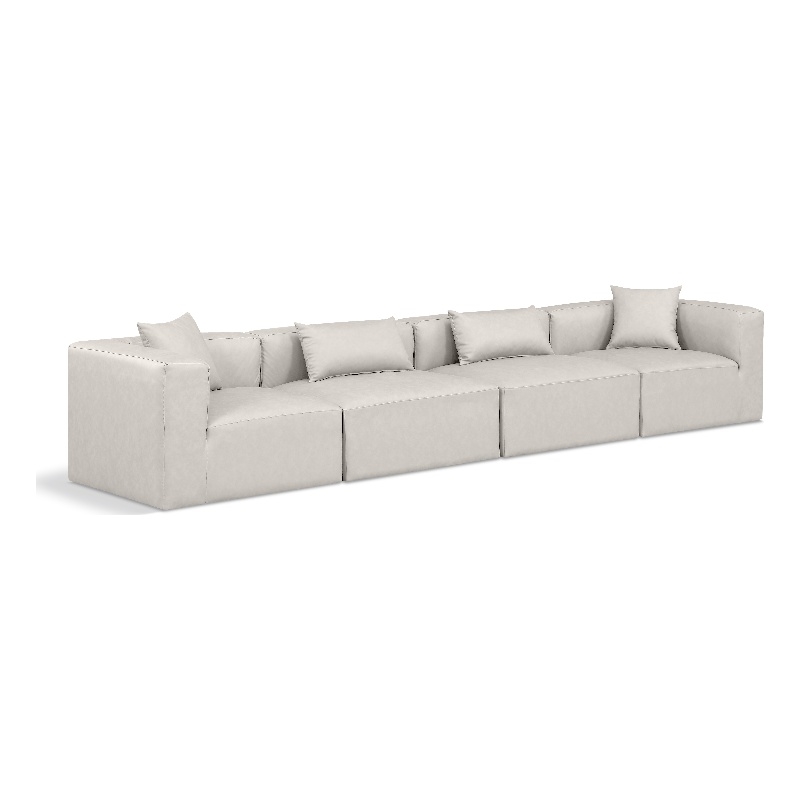 Meridian Furniture Cube Cream Vegan Leather 4-Pc. Modular Sofa