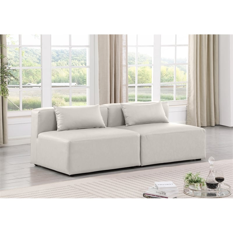 Meridian Furniture Cube Cream Vegan Leather 2-Pc. Modular Sofa