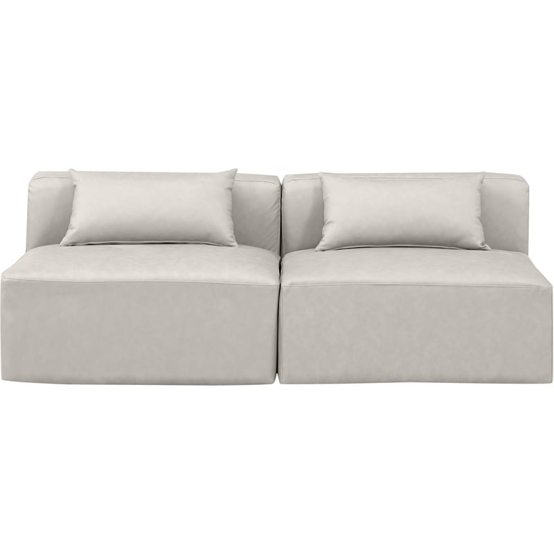 Meridian Furniture Cube Cream Vegan Leather 2-Pc. Modular Sofa
