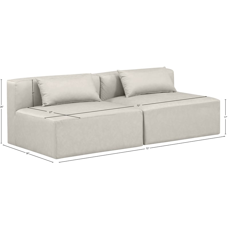 Meridian Furniture Cube Cream Vegan Leather 2-Pc. Modular Sofa