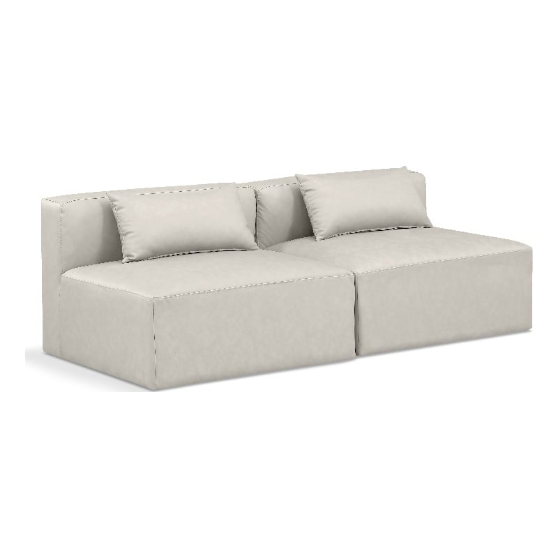 Meridian Furniture Cube Cream Vegan Leather 2-Pc. Modular Sofa