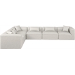 Meridian Furniture Cube Cream Vegan Leather 6-Pc. L-Shaped Modular Sectional