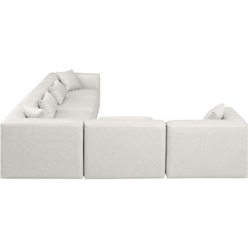 Meridian Furniture Cube Cream Vegan Leather 6-Pc. L-Shaped Modular Sectional
