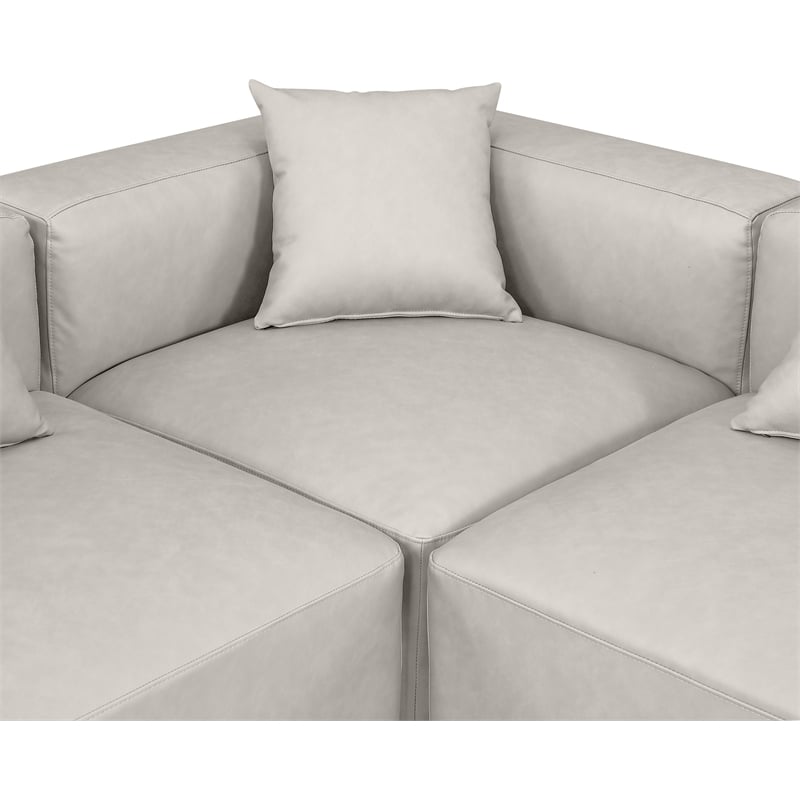 Meridian Furniture Cube Cream Vegan Leather 6-Pc. L-Shaped Modular Sectional