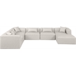 Meridian Furniture Cube Cream Vegan Leather 7-Pc. U-Shaped Modular Sectional