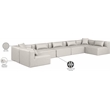 Meridian Furniture Cube Cream Vegan Leather 7-Pc. U-Shaped Modular Sectional
