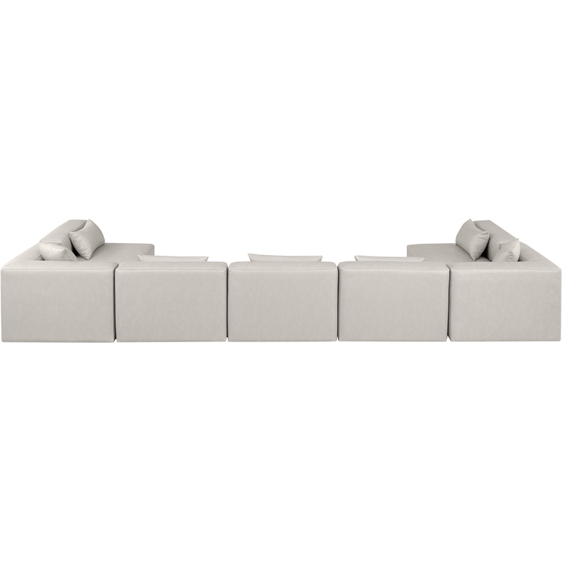 Meridian Furniture Cube Cream Vegan Leather 7-Pc. U-Shaped Modular Sectional