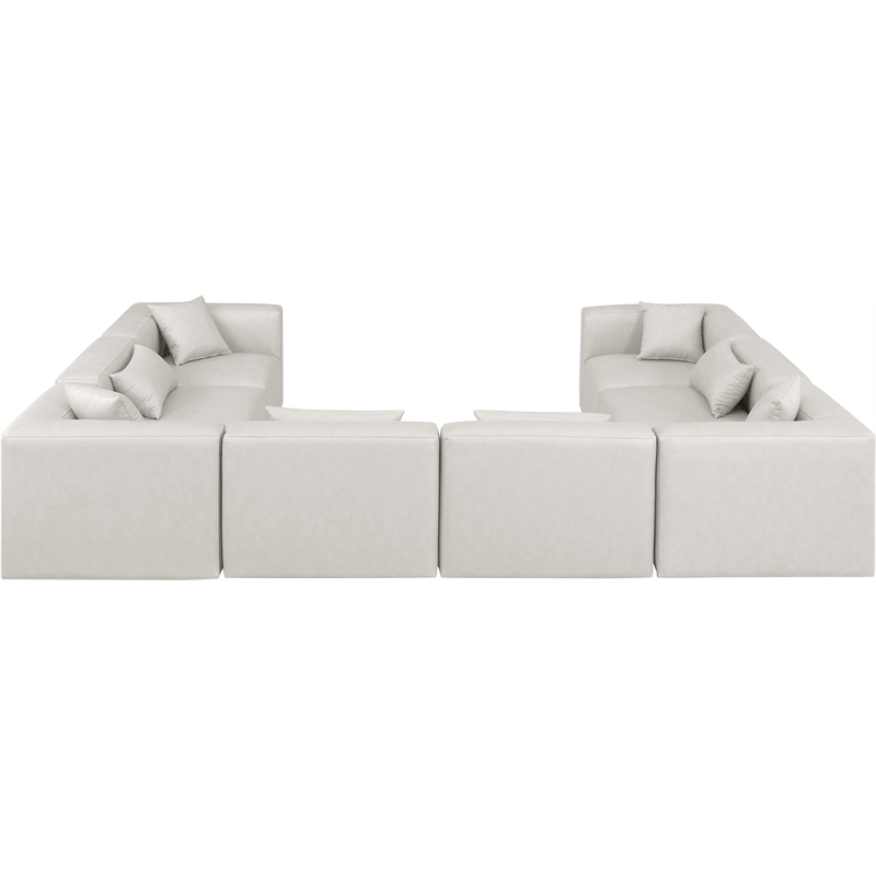 Meridian Furniture Cube Cream Vegan Leather 8-Pc. U-Shaped Modular Sectional