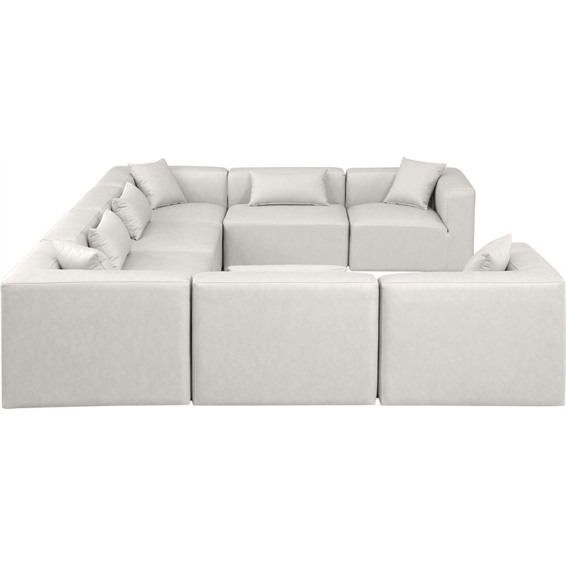 Meridian Furniture Cube Cream Vegan Leather 8-Pc. U-Shaped Modular Sectional