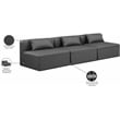 Meridian Furniture Cube Charcoal Grey Vegan Leather 3-Pc. Modular Sofa