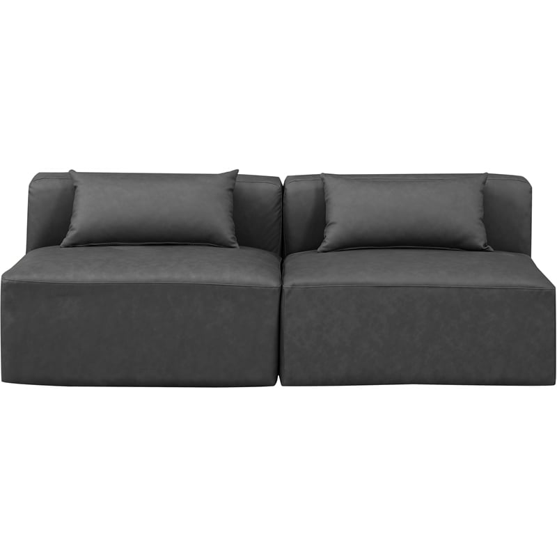 Meridian Furniture Cube Charcoal Grey Vegan Leather 2-Pc. Modular Sofa