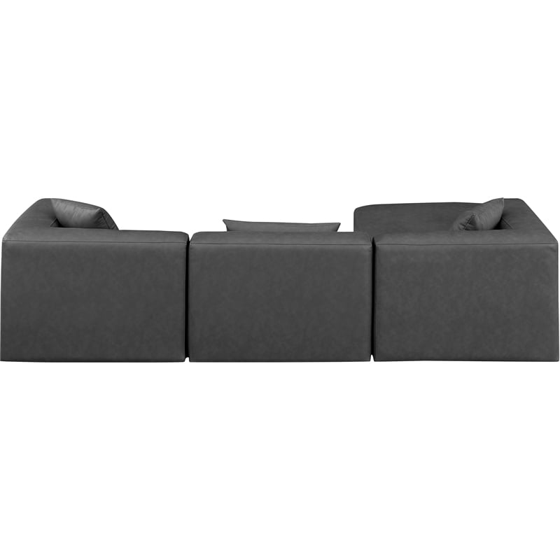 Meridian Furniture Cube Grey Vegan Leather 4-Pc. L-Shaped Modular Sectional