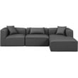 Meridian Furniture Cube Grey Vegan Leather 4-Pc. L-Shaped Modular Sectional