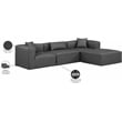 Meridian Furniture Cube Grey Vegan Leather 4-Pc. L-Shaped Modular Sectional
