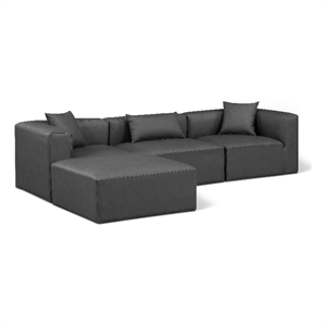 Meridian Furniture Cube Grey Vegan Leather 4-Pc. L-Shaped Modular Sectional