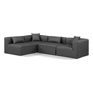 Meridian Furniture Cube Grey Vegan Leather 4-Pc. L-Shaped Modular Sectional