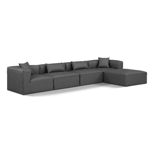 Meridian Furniture Cube Grey Vegan Leather 5-Pc. L-Shaped Modular Sectional