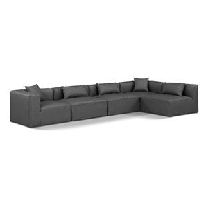 Meridian Furniture Cube Grey Vegan Leather 5-Pc. L-Shaped Modular Sectional