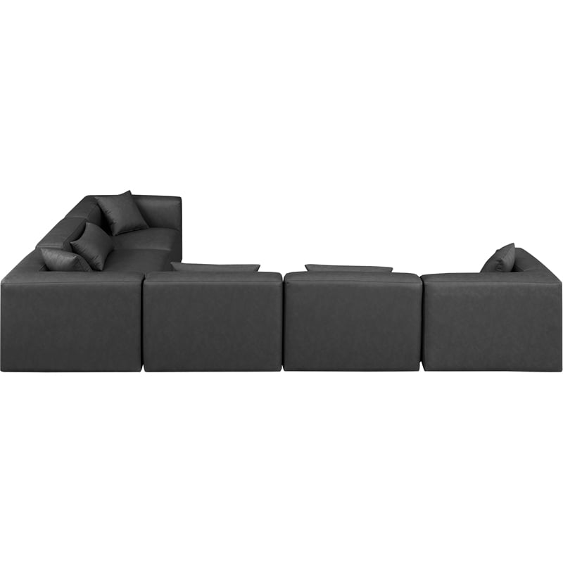 Meridian Furniture Cube Grey Vegan Leather 6-Pc. L-Shaped Modular Sectional