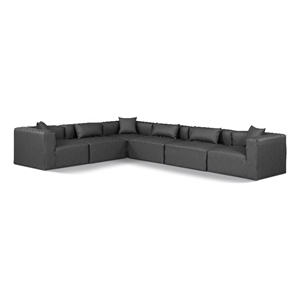 Meridian Furniture Cube Grey Vegan Leather 6-Pc. L-Shaped Modular Sectional